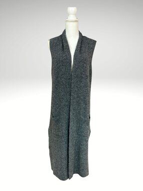 NWT Grey Longline Maxi Sweater Vest Duster Pockets S 89th + Madison (SKU: 60W)